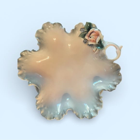 Florence Ceramics Vintage Candy Dish With Pink Rose - Picture 2 of 6